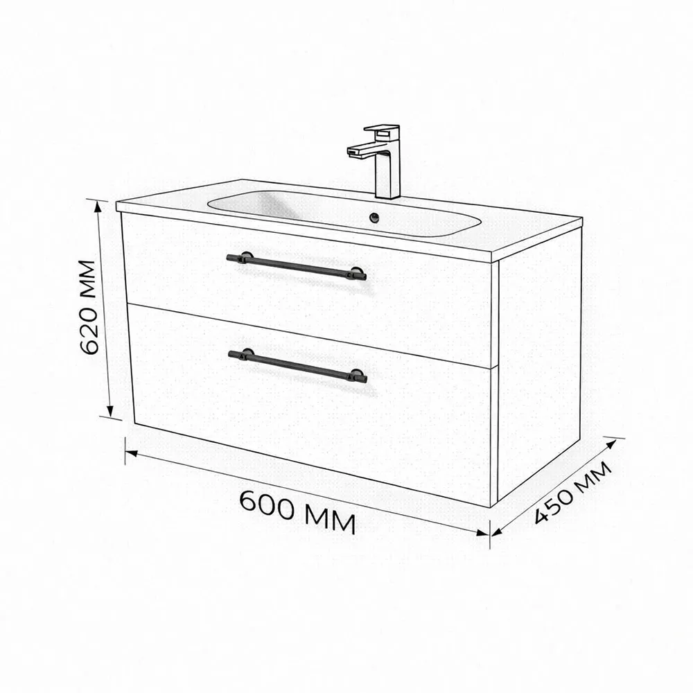 Тумба с раковиной подвесная (60см) Terminus Venta VEN10602300001O, шпон/дуб
