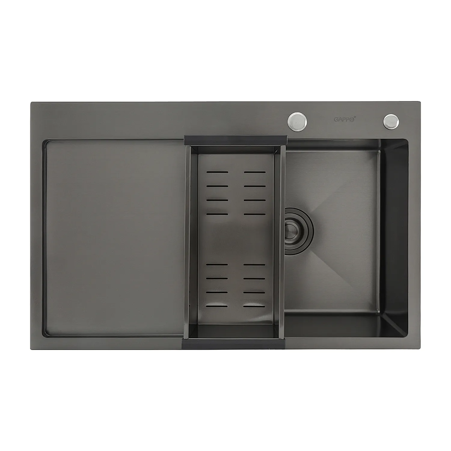 Кухонная мойка с коландером GAPPO GS7850-6R, графит