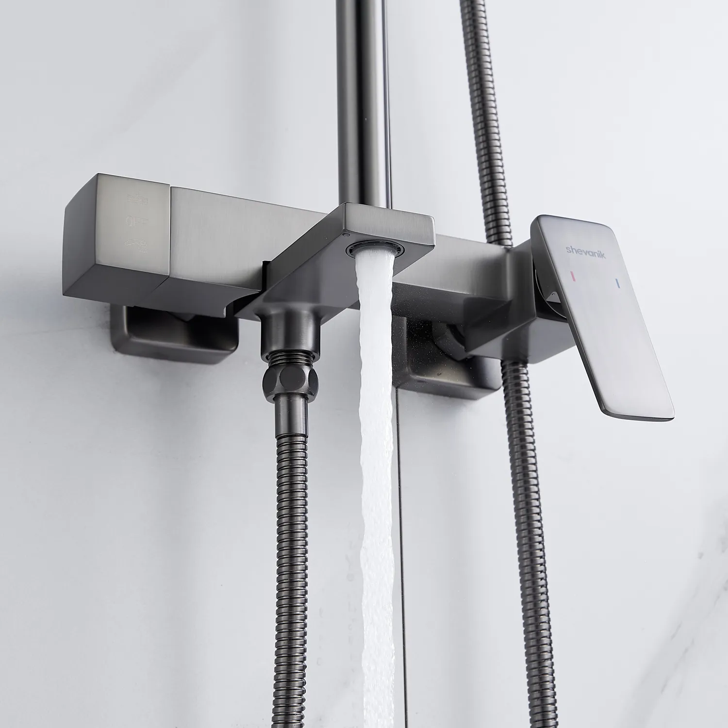 Душевая система Shevanik S8936T, оружейная сталь