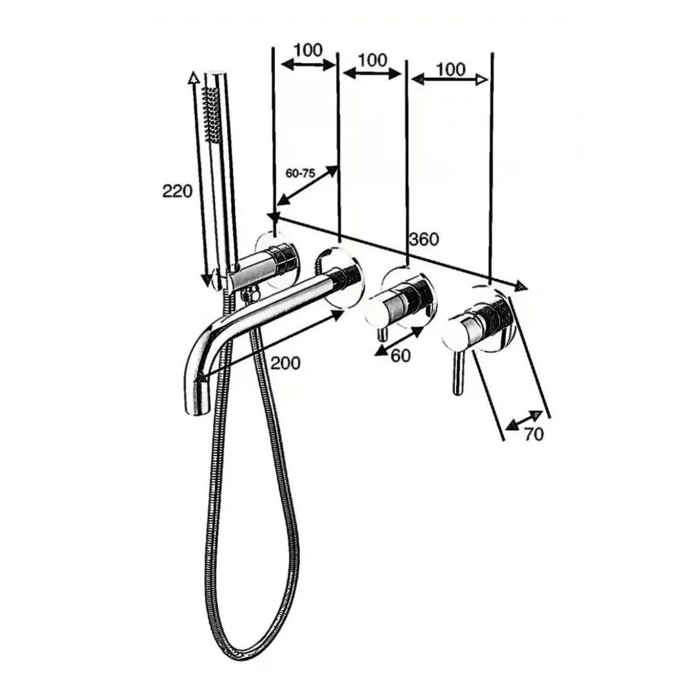 Смеситель для ванны встраиваемый Grocenberg GB5070GL, брашированное золото