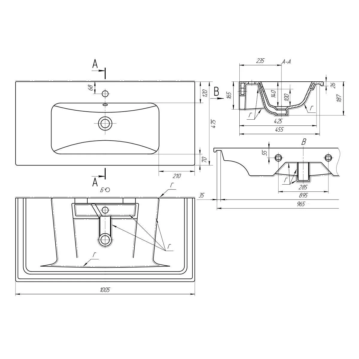 Раковина Dreja Euphoria 641235, 100 см