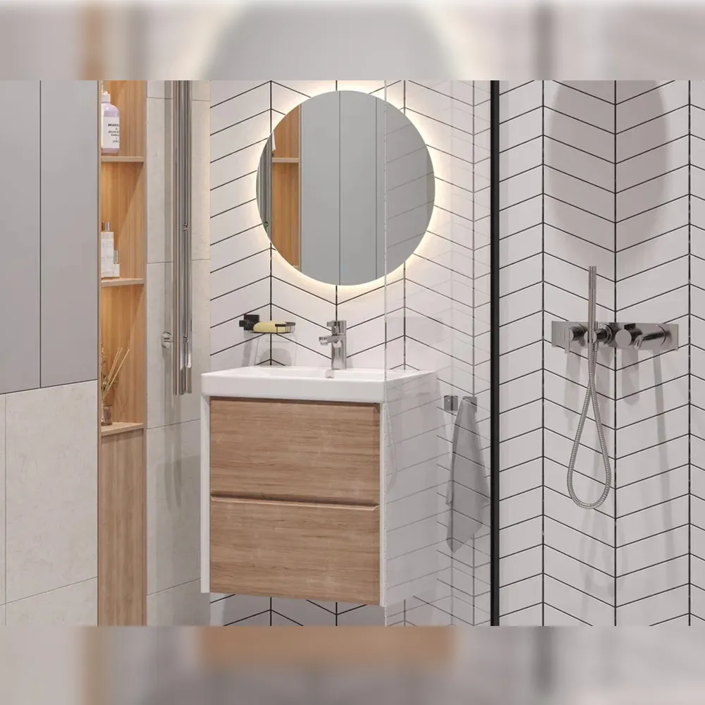 Тумба с раковиной подвесная Velvex Gesso tp.GES.9696.60.2Y белый матовый/дуб сонома, 60 см