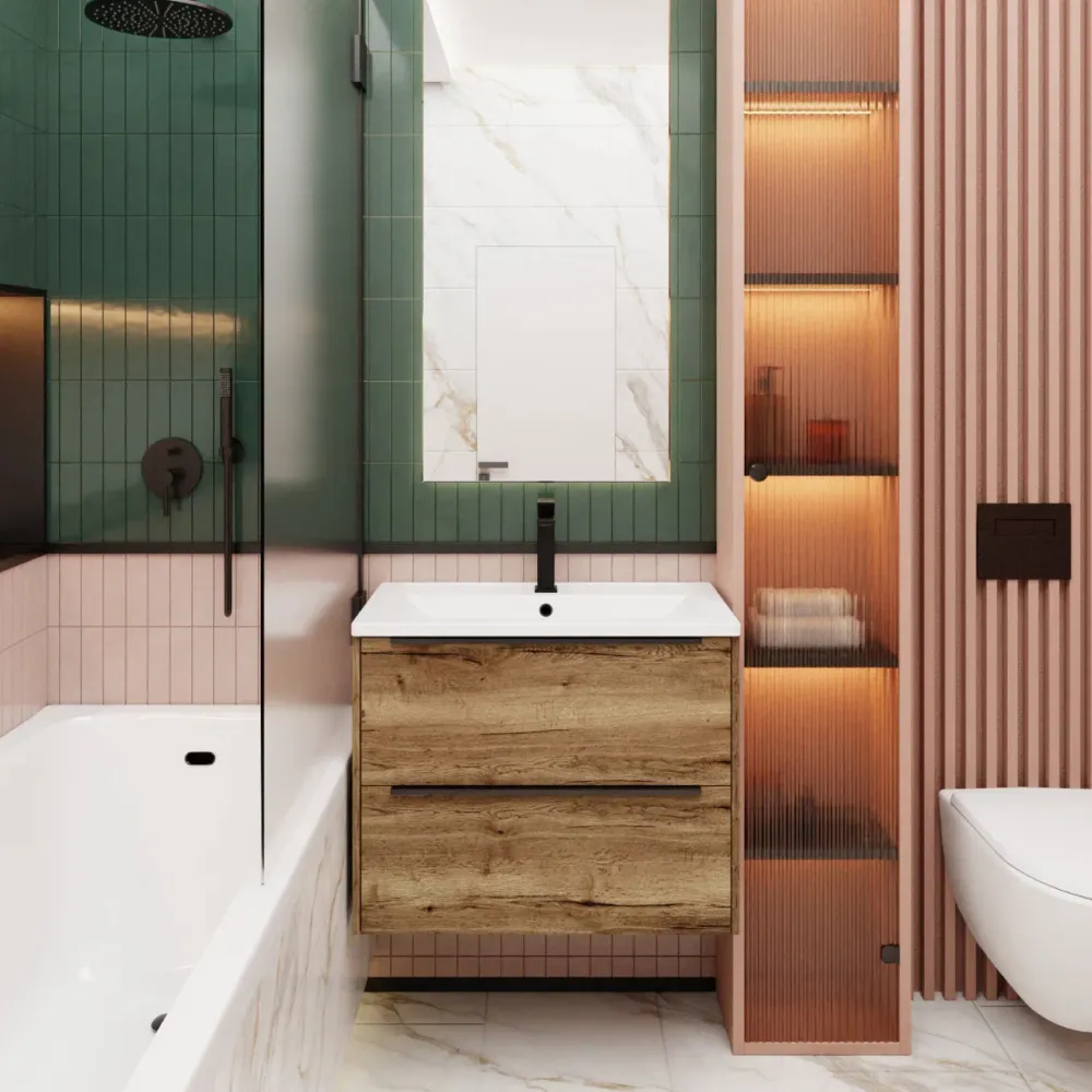 Тумба под раковину подвесная La Fenice Tesoro FNC-01-TES-DGT-100-2, табак