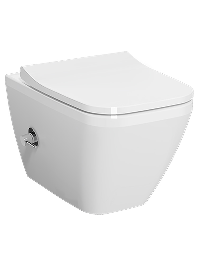 Подвесной унитаз Vitra Integra Square 54 см, безободковый с функцией биде и встроенным смесителем 7082B003-7209