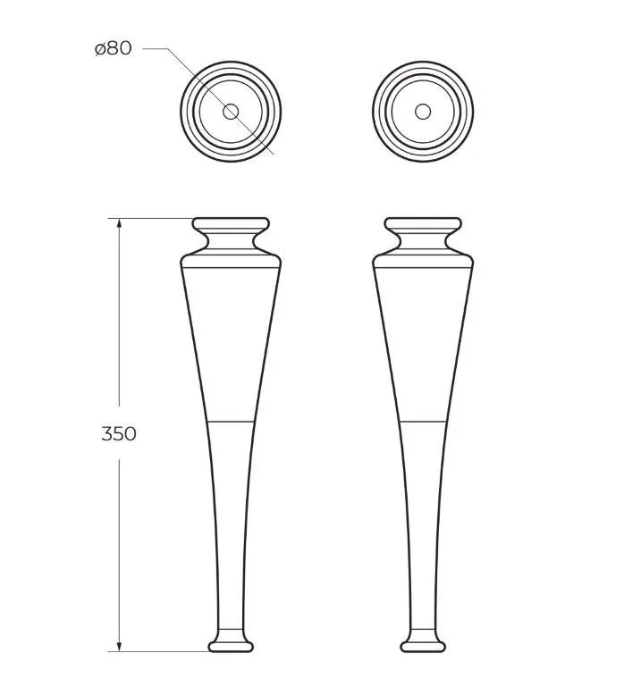 Ножки для шкафчика, комплект 2 штуки Cezares Tiffany 80х80х350, Bianco Opaco (40339)