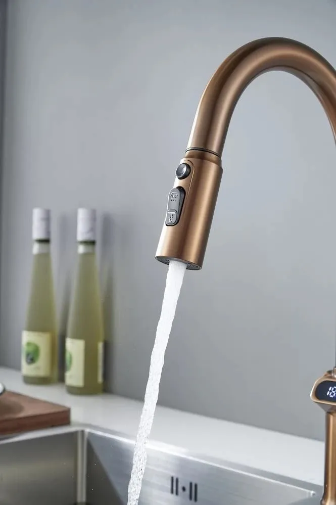 Смеситель для кухни с индикатором температуры Knotlor KN-100/RB, бронза