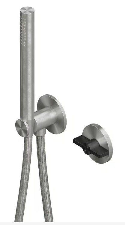 Смеситель для ванны и душа Quadro design Valvola01, сталь брашированная/золото черное (19 58 ASON)