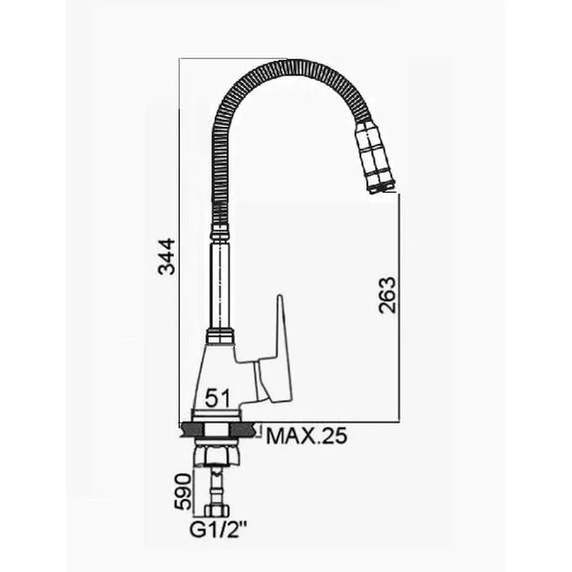 Смеситель для кухни с гибким изливом D-Lin D150362-Q, хром