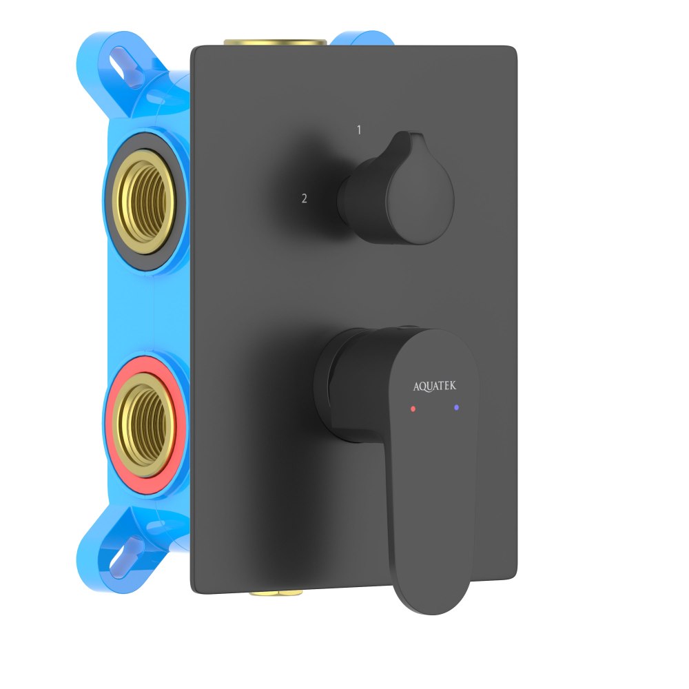 Смеситель для ванны 3 режима (внешняя и скрытая часть) AQUATEK ОБЕРОН, матовый черный AQ1247MB