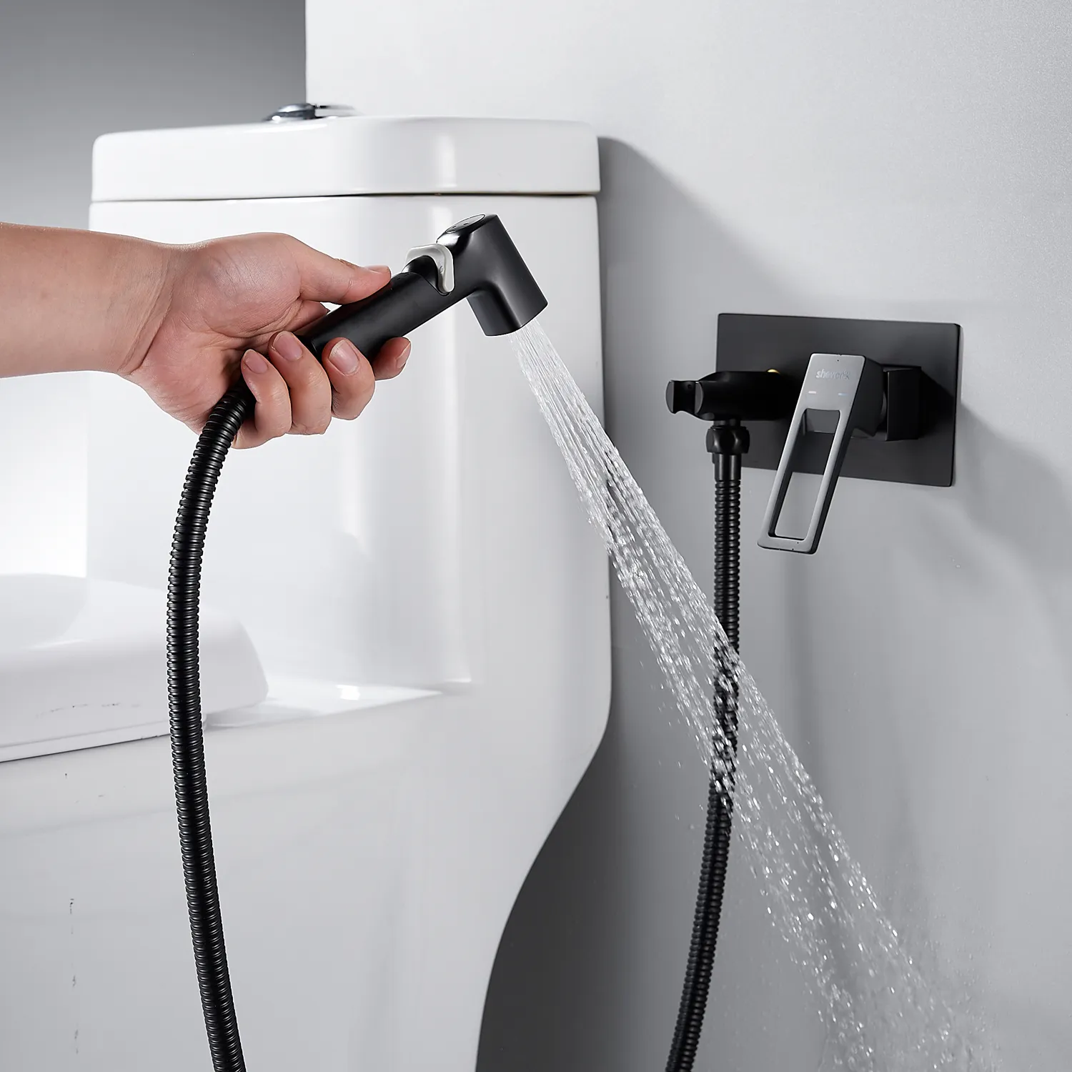 Гигиенический душ со смесителем Shevanik S6805H, черный