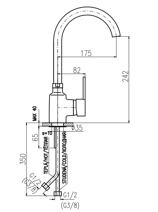 Смеситель для кухни Rav Slezak Mississippi MS007.5/4