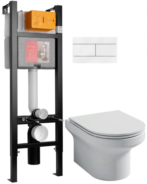 Комплект унитаз с инсталляцией, кнопкой и сиденьем микролифт Jacob Delafon Elite (E21755RU-00)