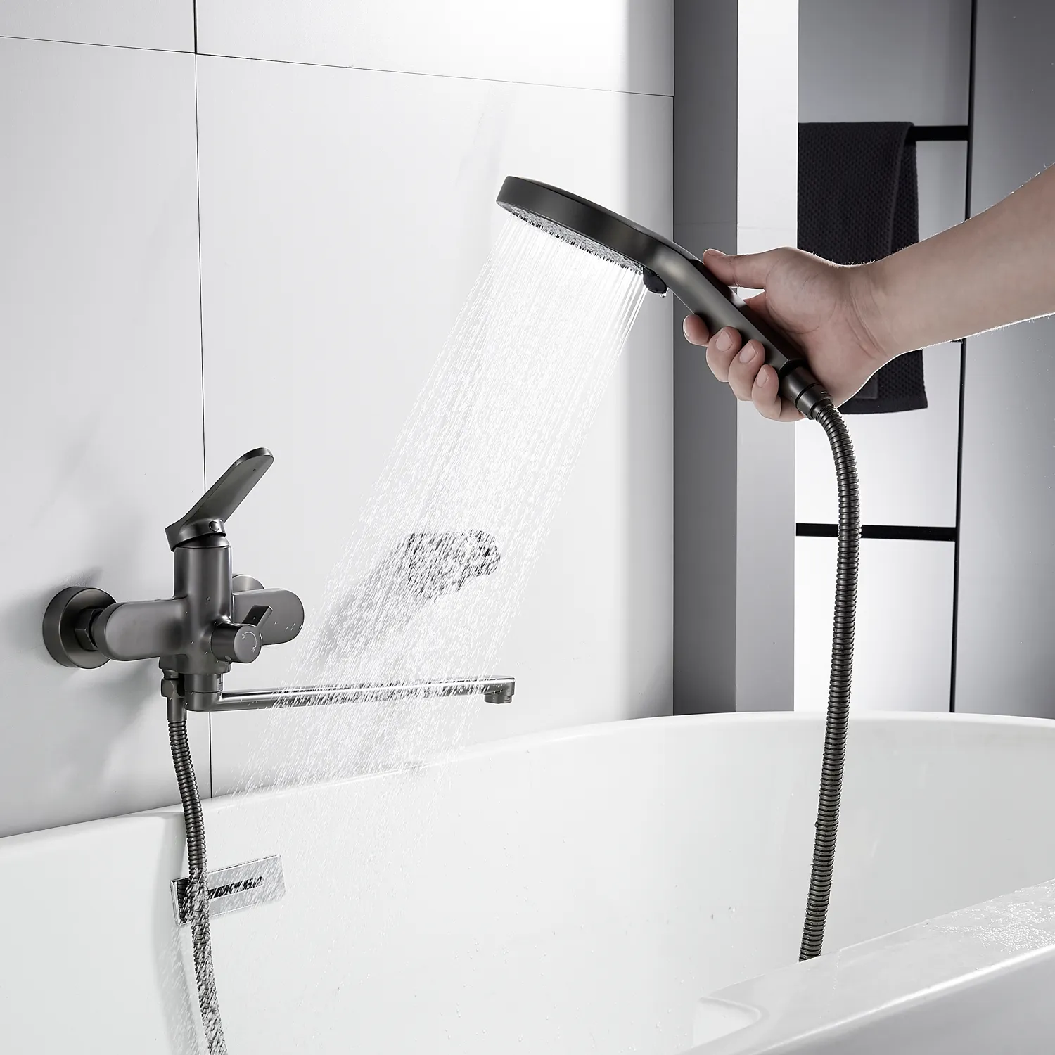 Смеситель для ванны Shevanik S4322T, оружейная сталь