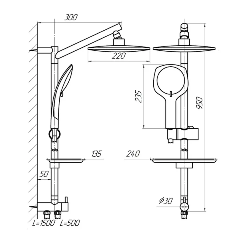 Душевая стойка Сантаком stOmega 1787, хром