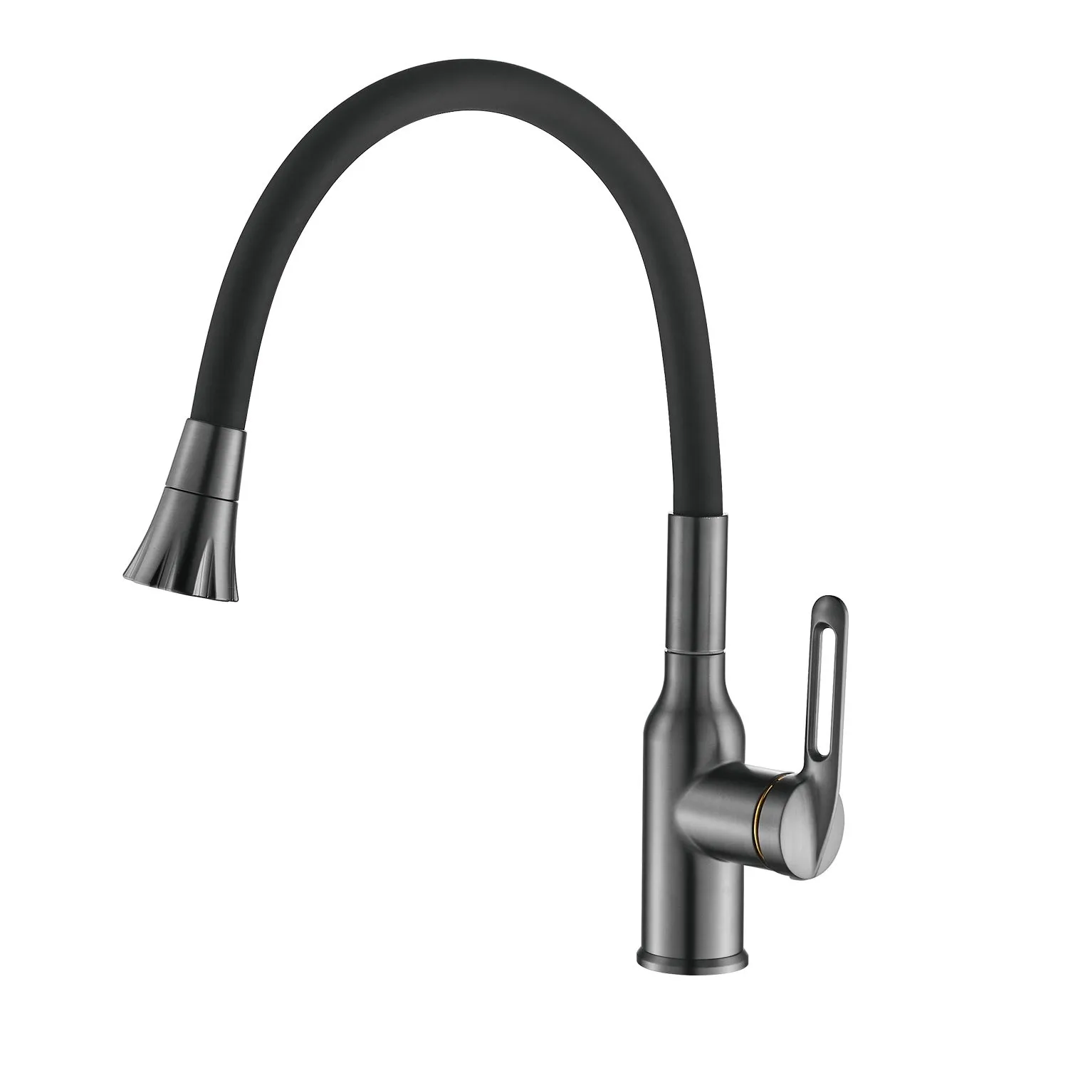 Смеситель для кухни с гибким изливом Raffine F303T-3, оружейная сталь