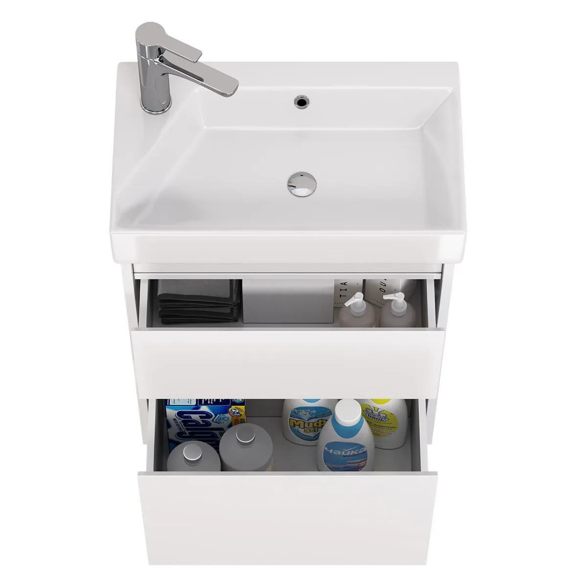 Тумба под раковину подвесная Dreja Slim 55 см, белый