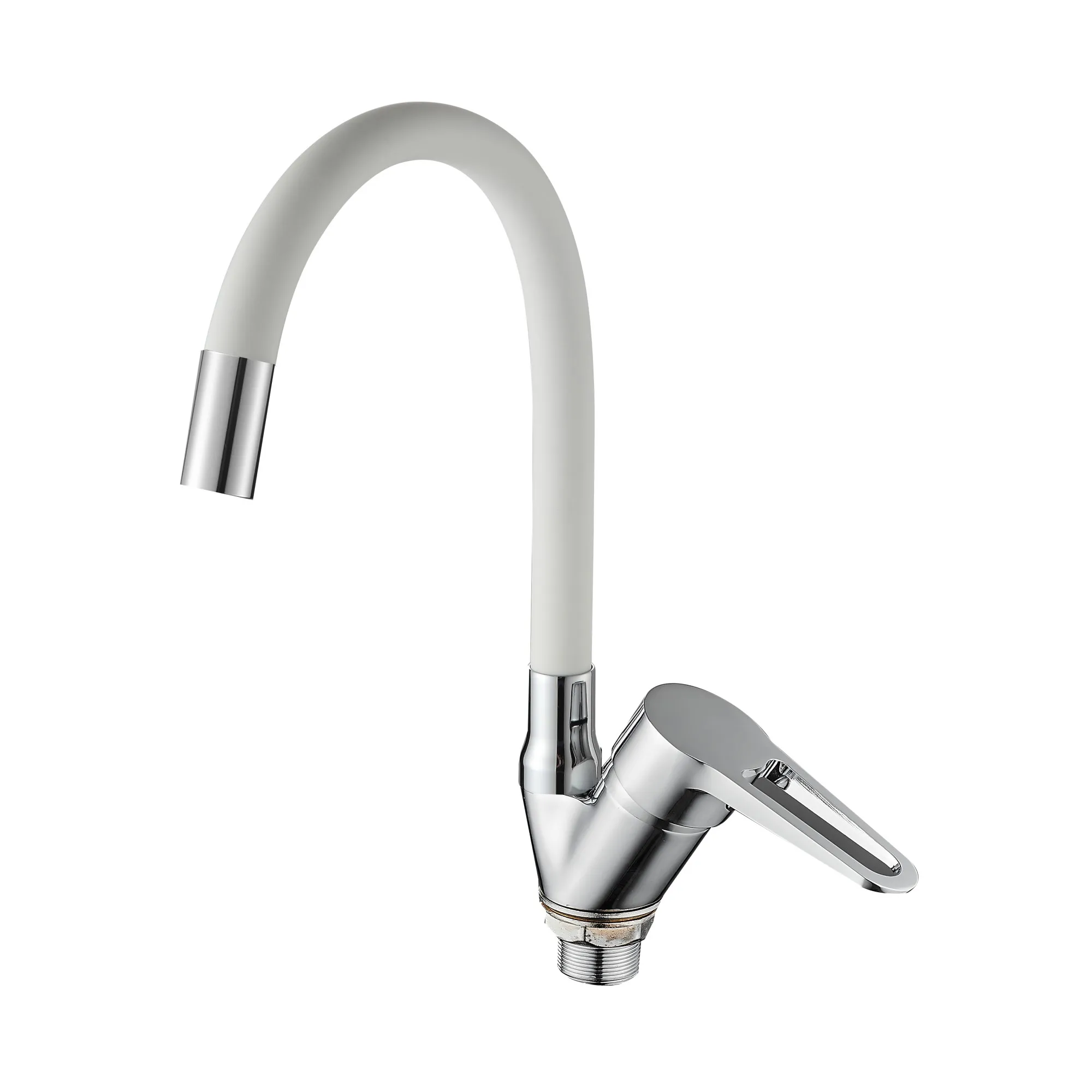 Смеситель для кухни с гибким изливом D-Lin D150303-3, хром/белый