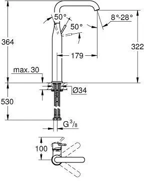 Смеситель для раковины GROHE Essence New корпус высокий, хром (арт. 32901001)
