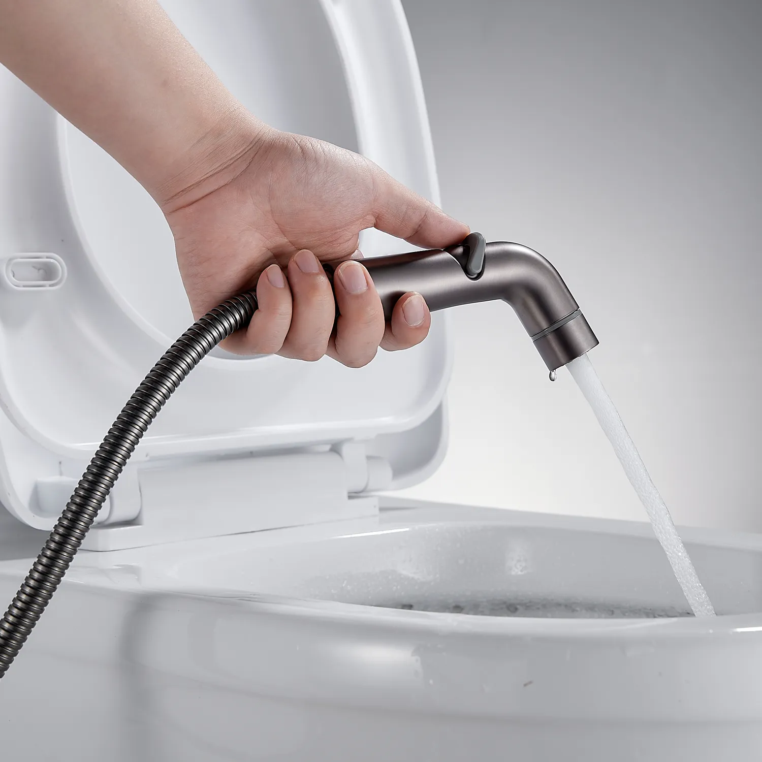 Гигиенический душ со смесителем Shevanik S4105T, оружейная сталь