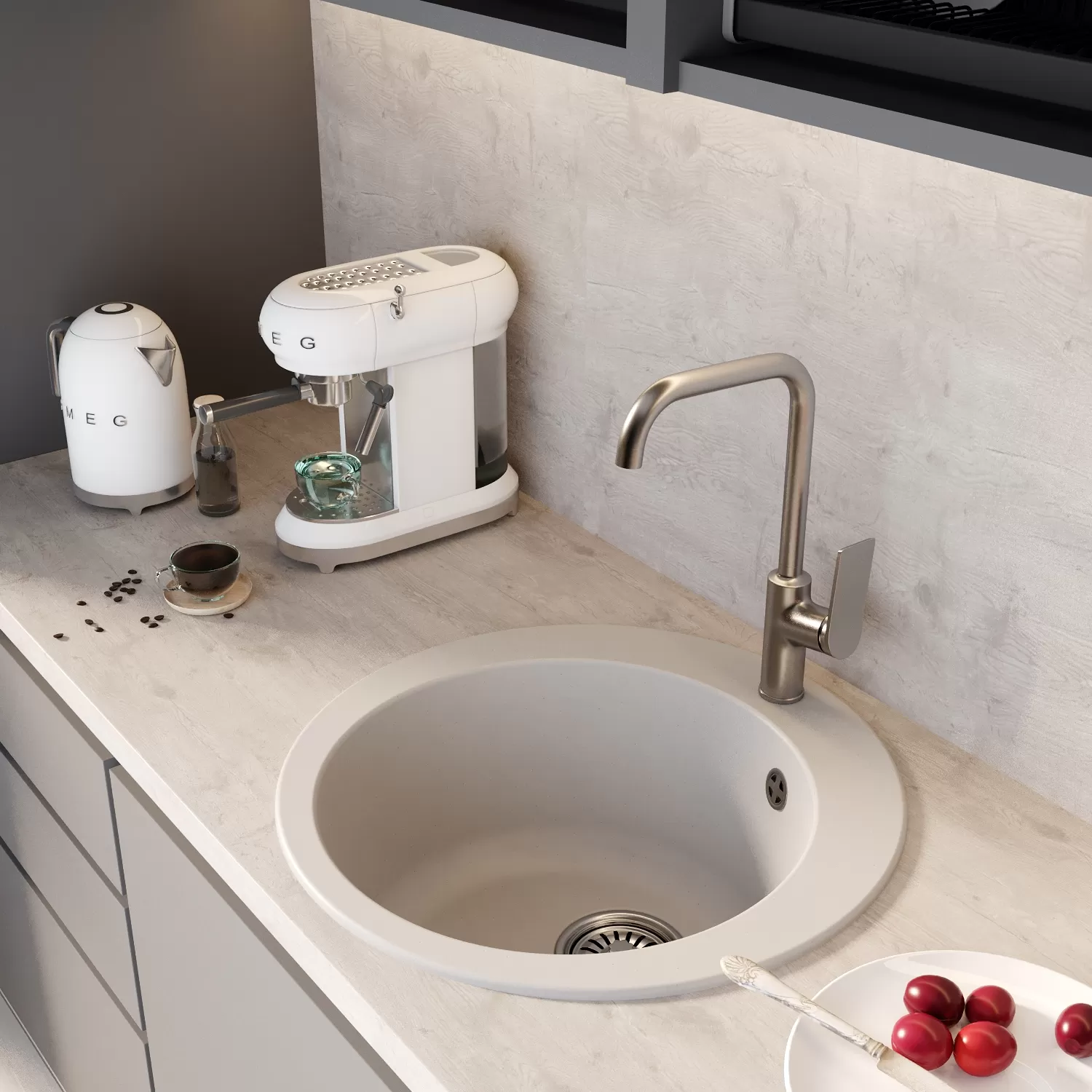 Мойкa MIXLINE ML-GM13 круглая  белая (331) 495мм (глуб. чаши 200) NEW (551894)