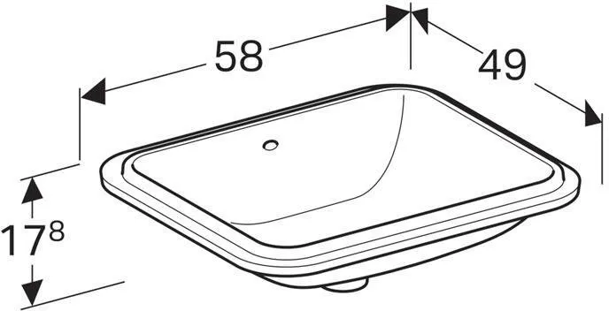 Раковина с установкой под столешницу Geberit VariForm прямоугольной формы (50х40 см) (500.764.01.2)