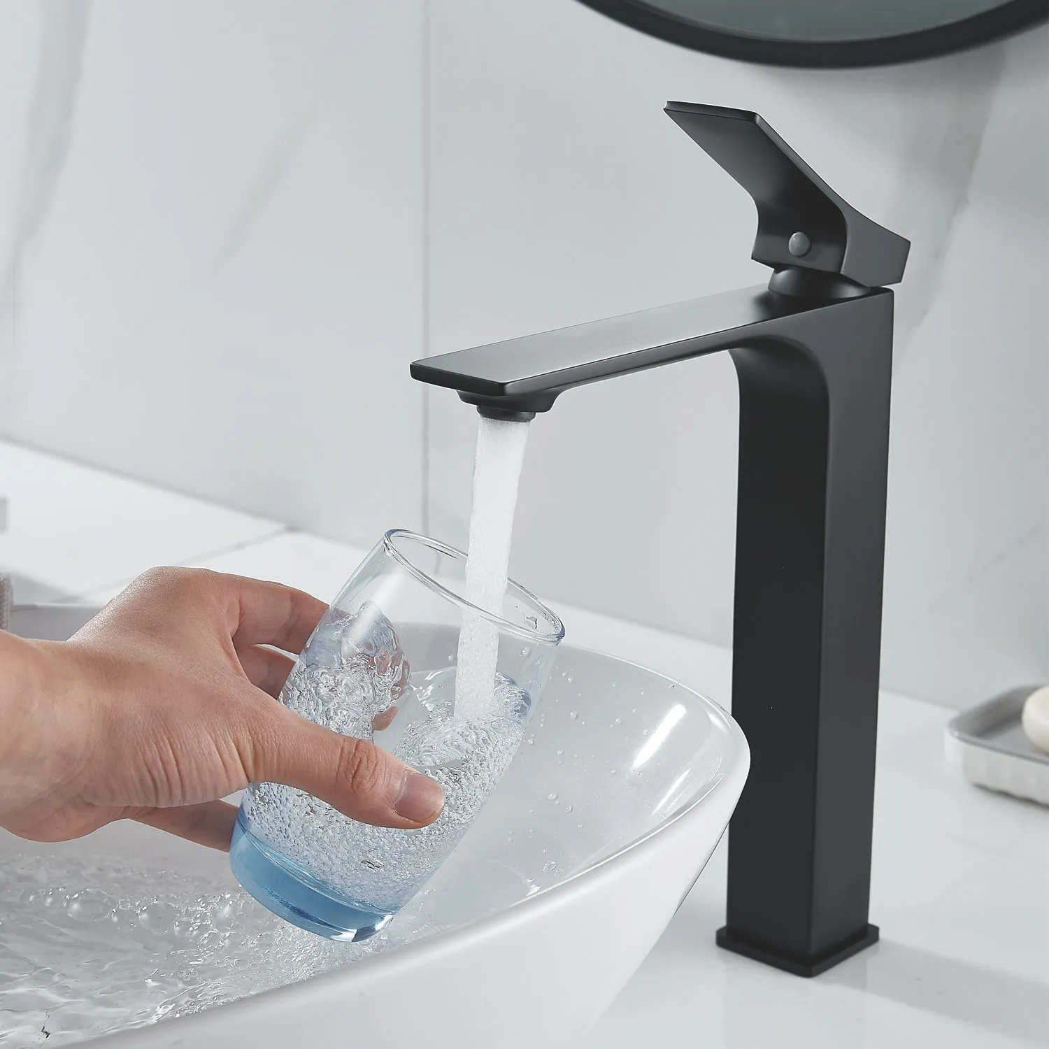 Смеситель для раковины высокий Shevanik S6111H, черный