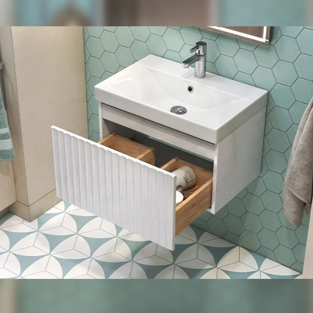 Тумба с раковиной подвесная Velvex Compo tp.COM.9696.60.1Y белый глянец, 60 см