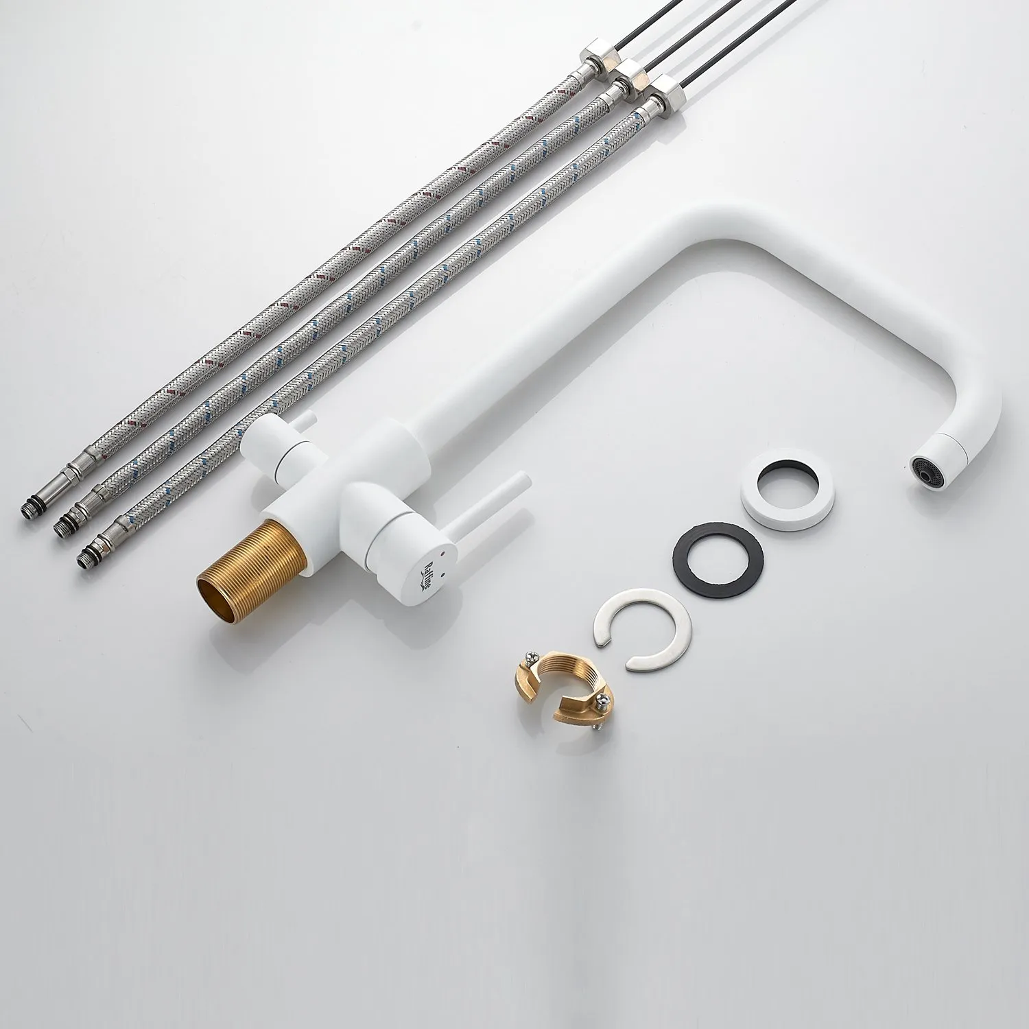 Смеситель для кухни с подключением фильтра воды Raffine F118C, белый