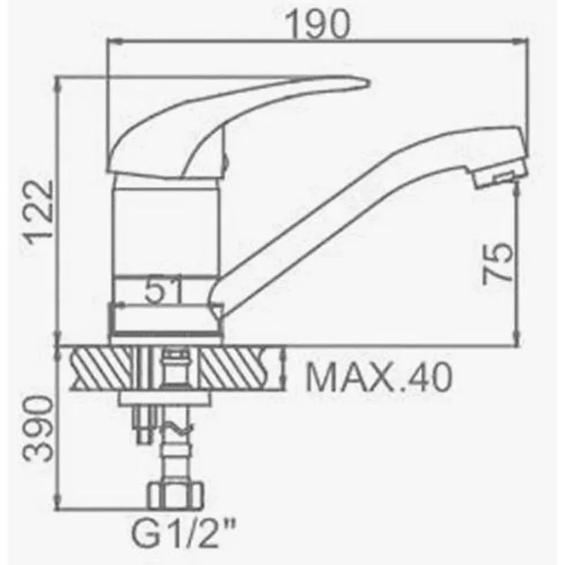 Смеситель для кухни D-Lin D151401-1, хром