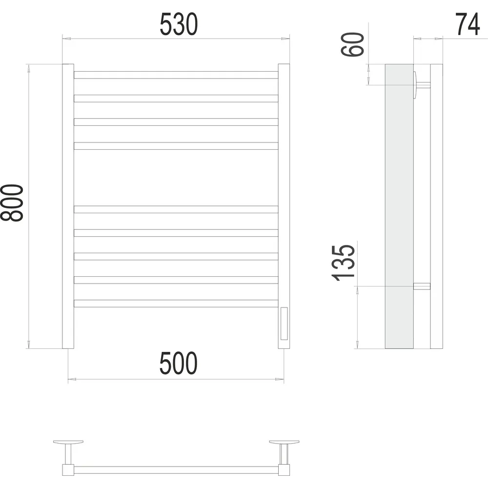 Полотенцесушитель электрический с диммером Terminus Ватикан П8 50х80, золото арт
