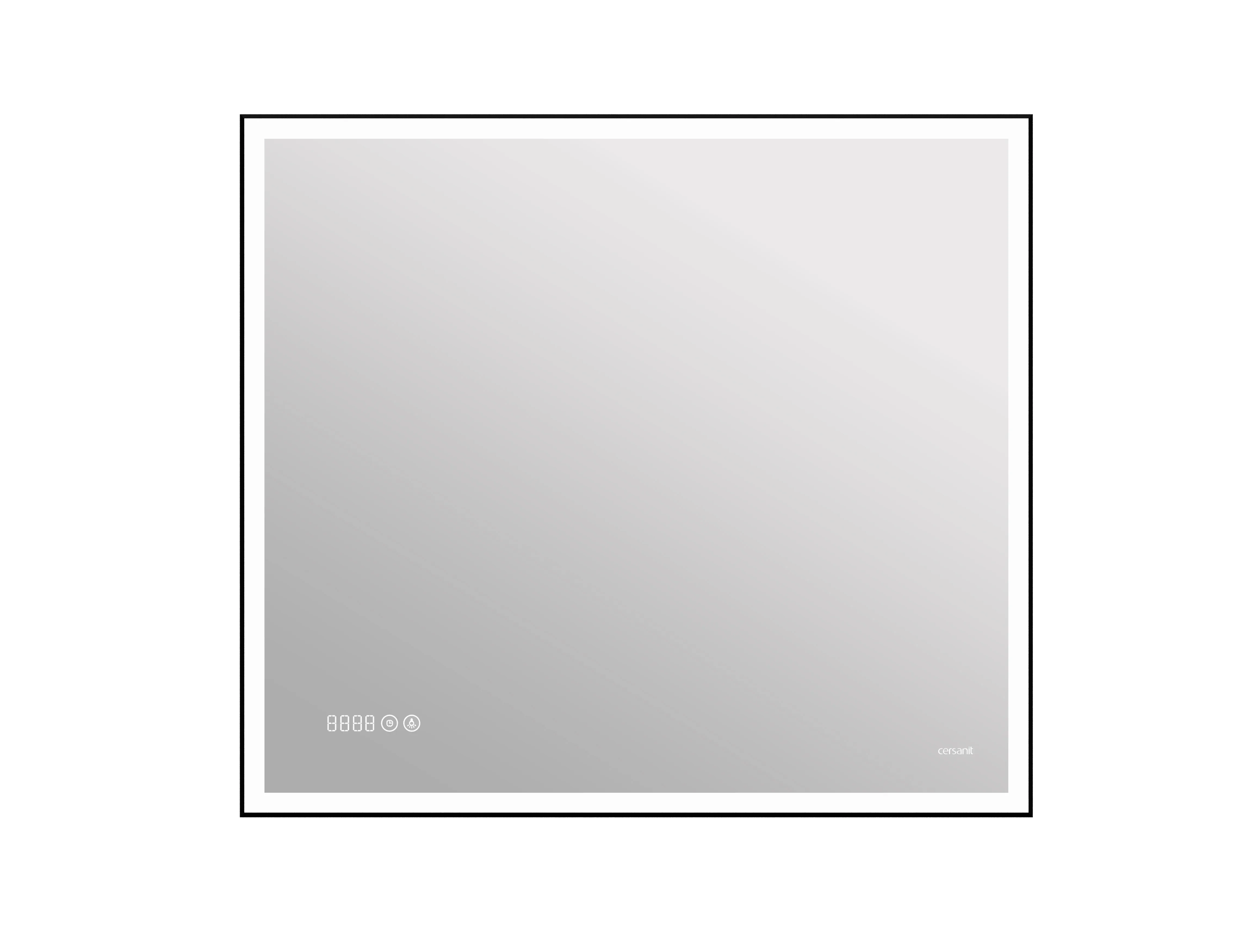 Зеркало Cersanit  LED 011 design 80x70 с подсветкой часы металл. рамка прямоугольное (KN-LU-LED011*8