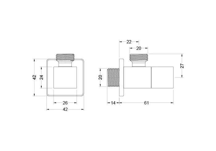 Угловой переходник AQUATEK, хром AQ2453CR