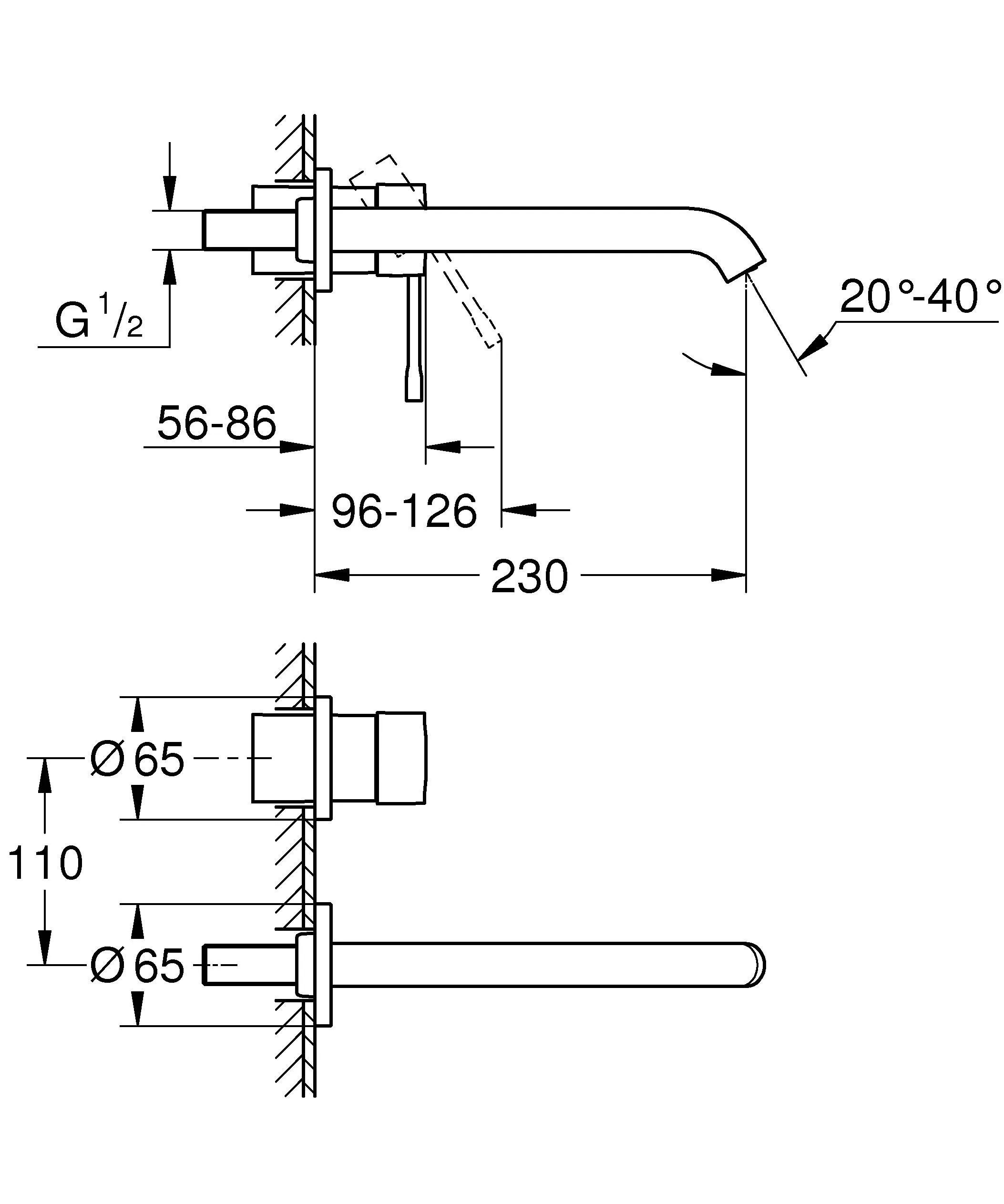 Смеситель для раковины GROHE Essence New настенный встраиваемый, золото (арт. 19967GN1)
