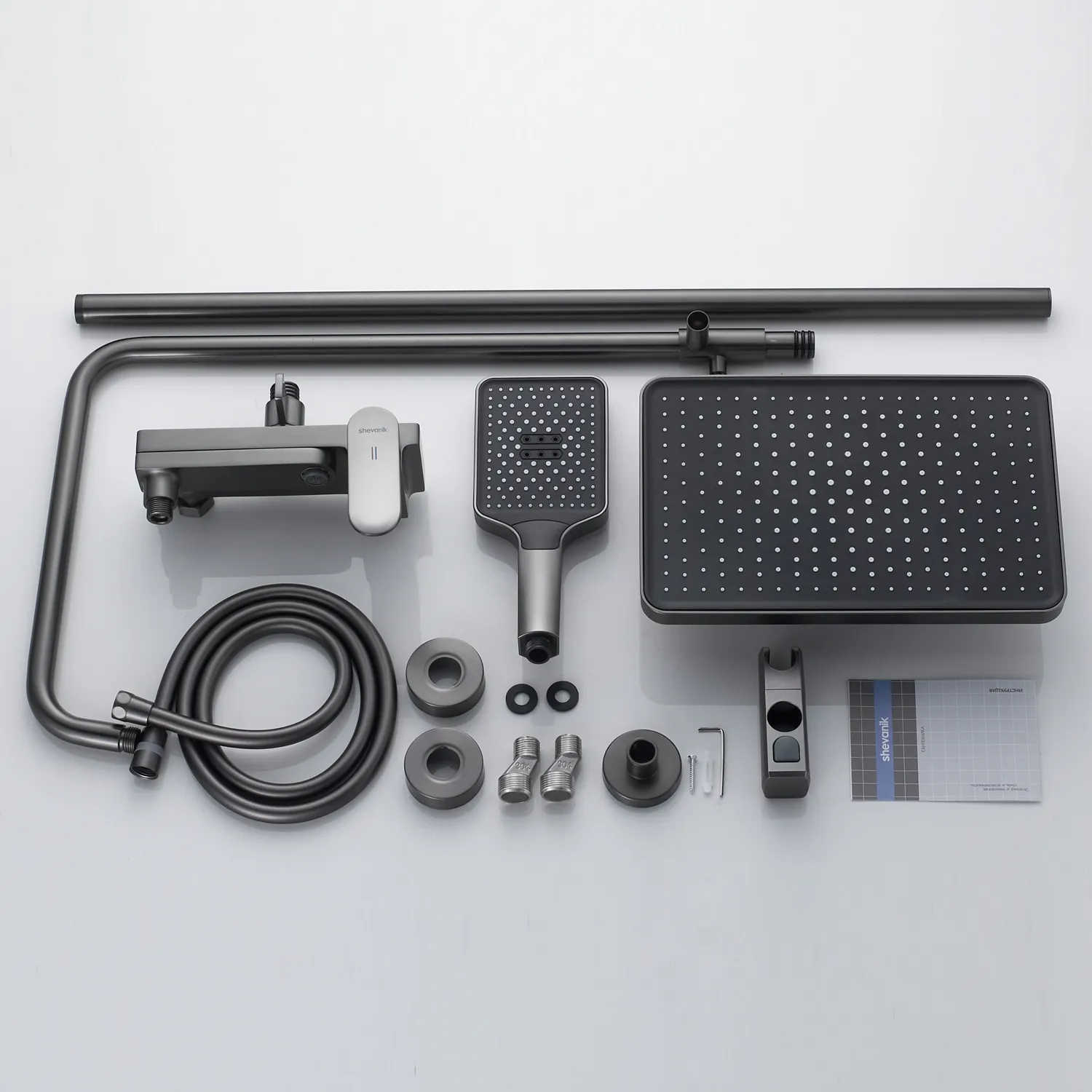 Душевая система Shevanik S4536T, оружейная сталь