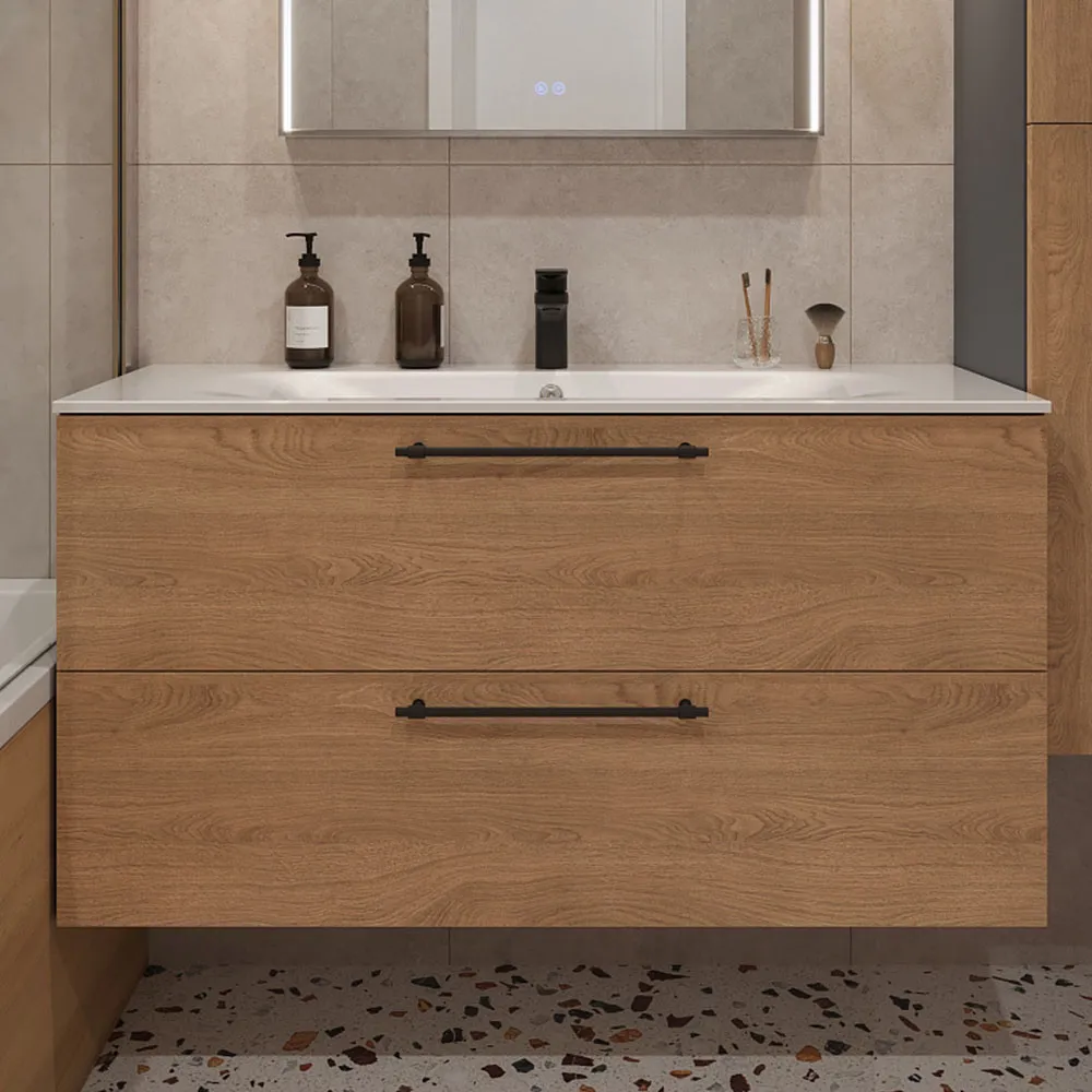 Тумба с раковиной подвесная (120см) Terminus Venta VEN101202300001O, шпон/дуб