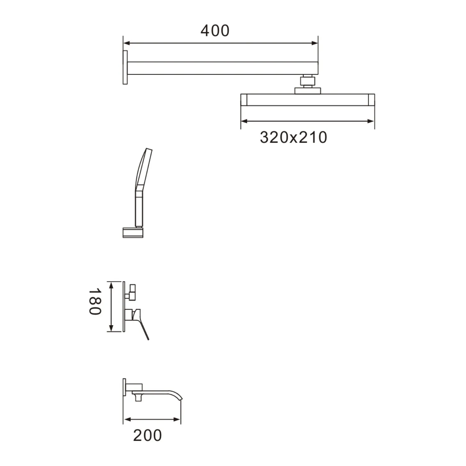Душевая система встраиваемая Shevanik S4035C, белый