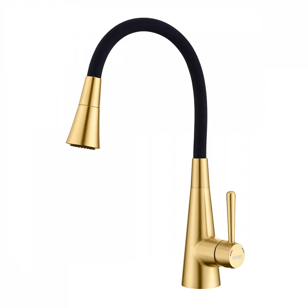 Смеситель для кухни с гибким изливом и режимом душ Prohanss P02.4406.03, золотой сатин