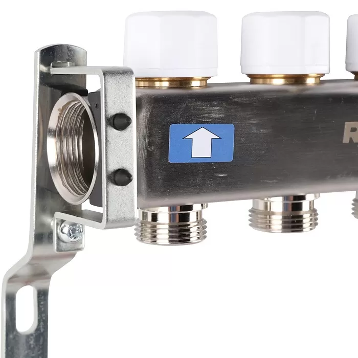 Коллектор Rommer 1"x3/4" на 5 контуров с расходомерами (нерж. сталь) (RMS-1200-000005)