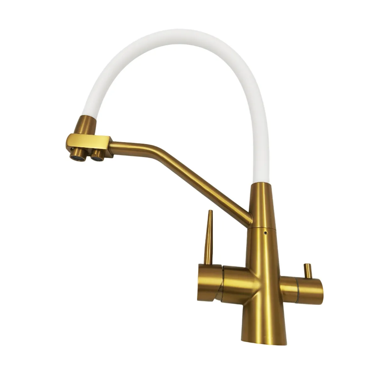 Смеситель для кухни с гибким изливом и подключением фильтра Maretti Eleganza GOLD ENG31RGF13, золотой сатин