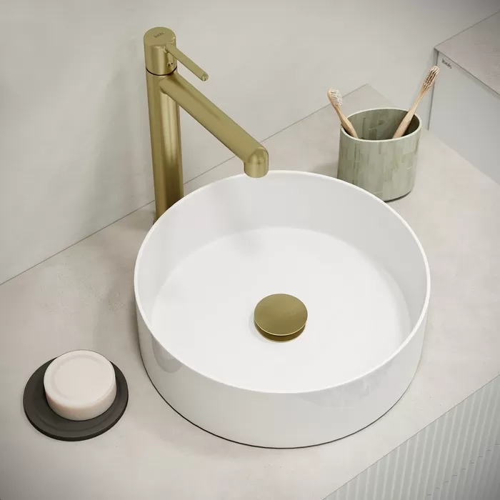 Выпуск для умывальника с переливом, матовое золото, Slide, IDDIS, (SLIMG1Wi88)