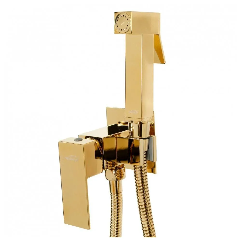 Гигиенический душ со смесителем встраиваемый Hansberge H3077GO, золото