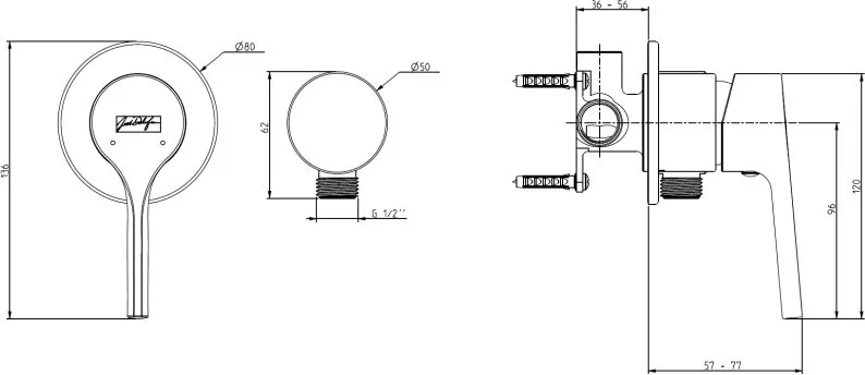 Смеситель для душа Jacob Delafon Elate встроенный со шланговым подсоединением (E25754-CP)