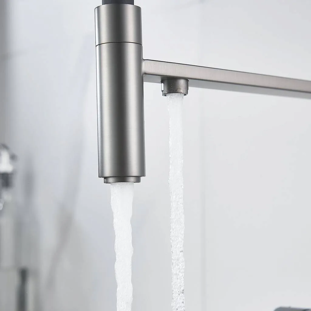 Смеситель для кухни с гибким изливом и подключением фильтра Maretti Calabria CA31RGF11, оружейная сталь