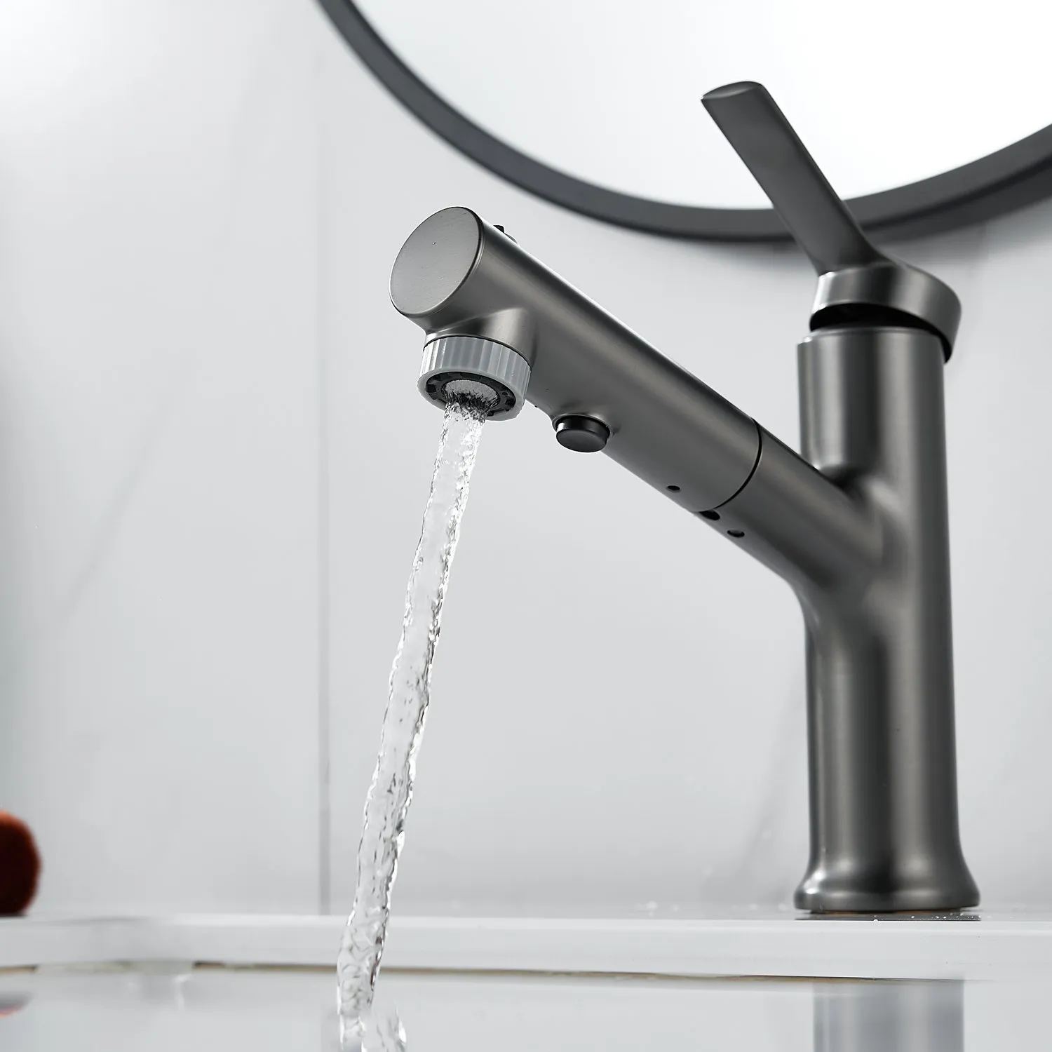 Смеситель для раковины многофункциональный Raffine F281T, оружейная сталь