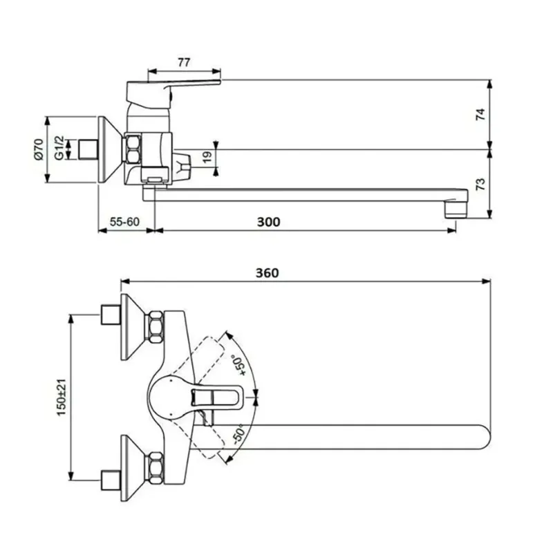 Смеситель для ванны D-Lin D147452-6, хром