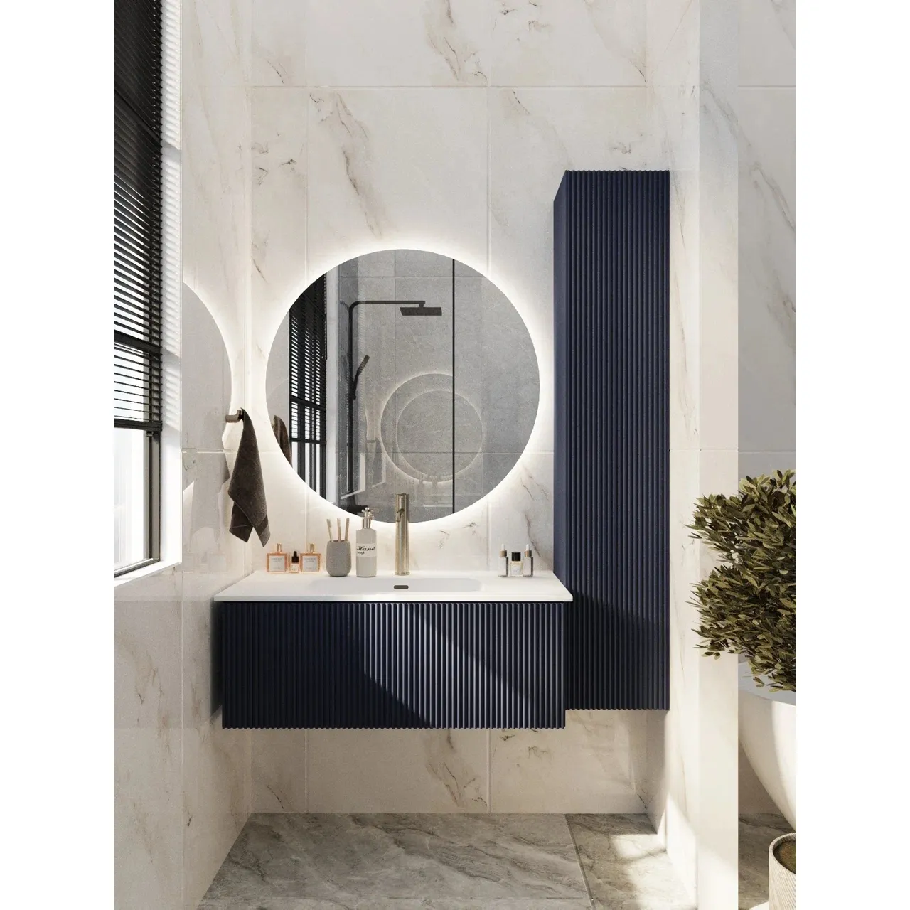 Тумба под раковину подвесная La Fenice Terra FNC-01-TER-BG-100, синяя