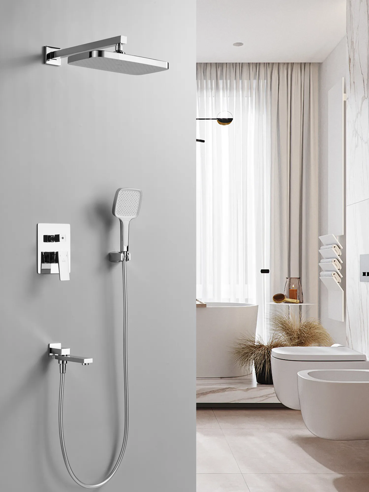 Душевая система встраиваемая Rose R2835, хром