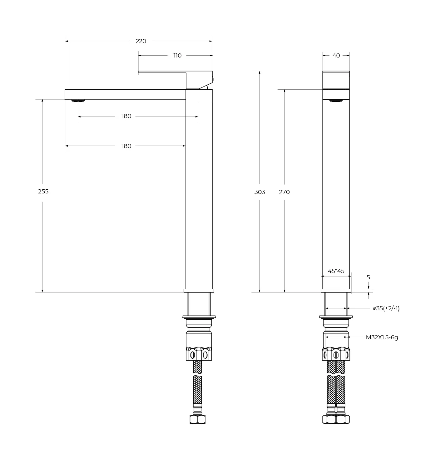 Смеситель для накладной раковины без донного клапана Cezares Slider, хром (SLIDER-LC-01-W0)