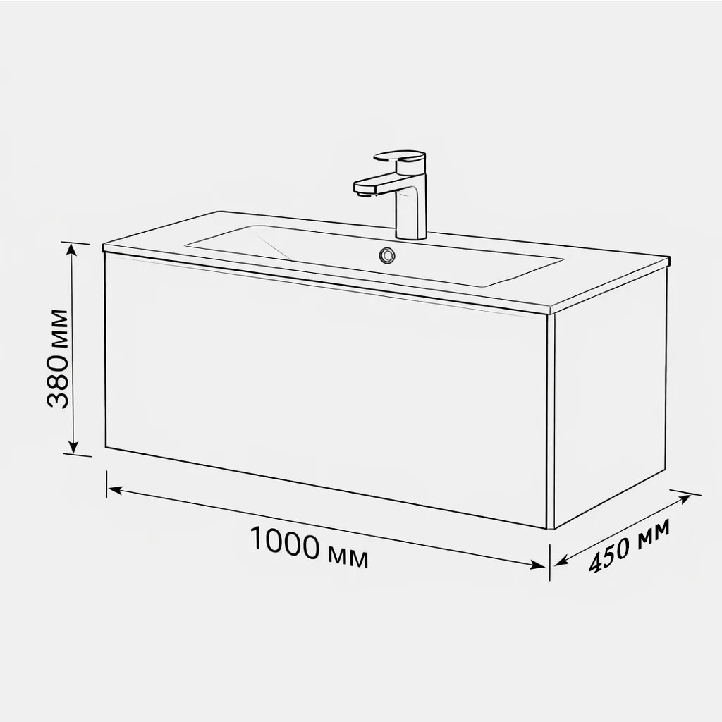 Тумба с раковиной подвесная (100см) Terminus Vega VEG101001900301OSL, белый
