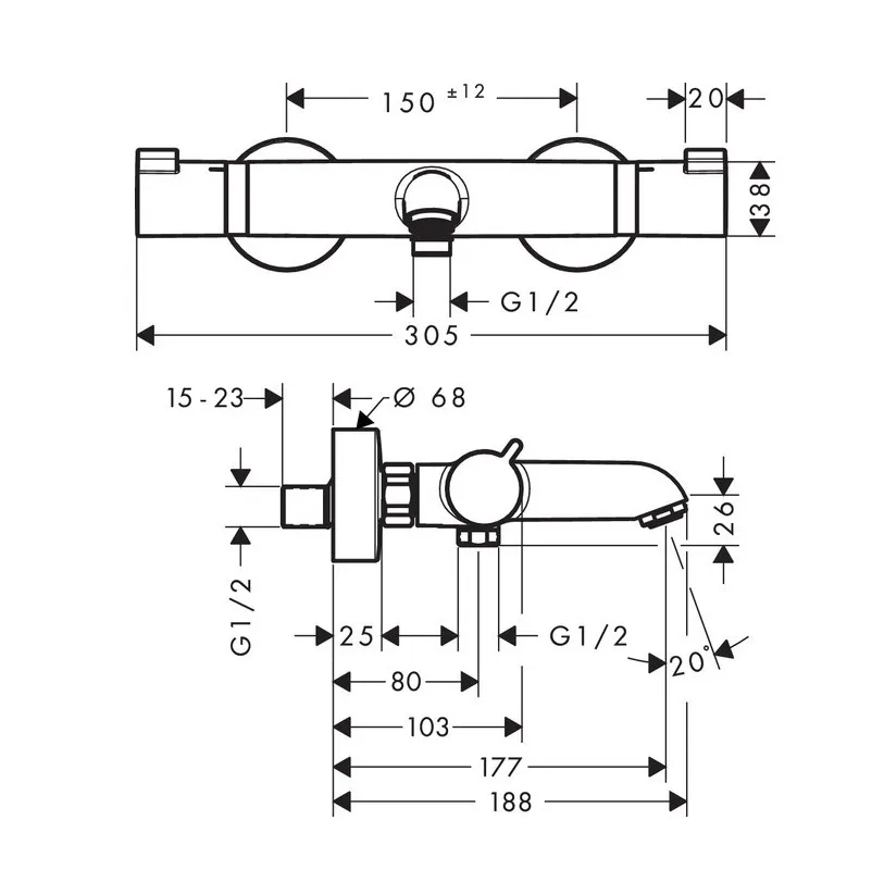 Термостат для ванны Hansgrohe Ecostat Comfort 13114140, шлифованная бронза